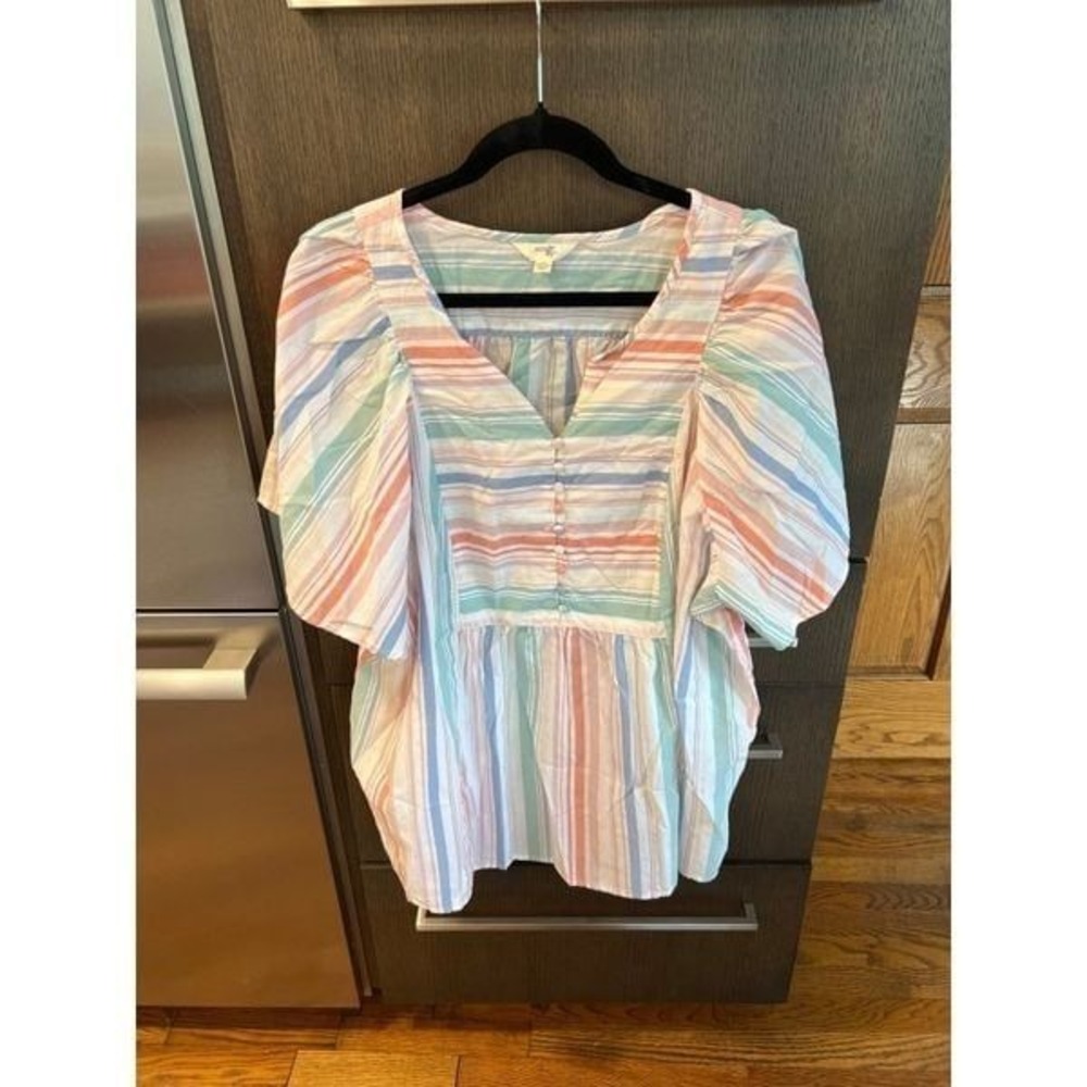 Terra & sky blouse tunic stripe woman's‎ shirt 2XL